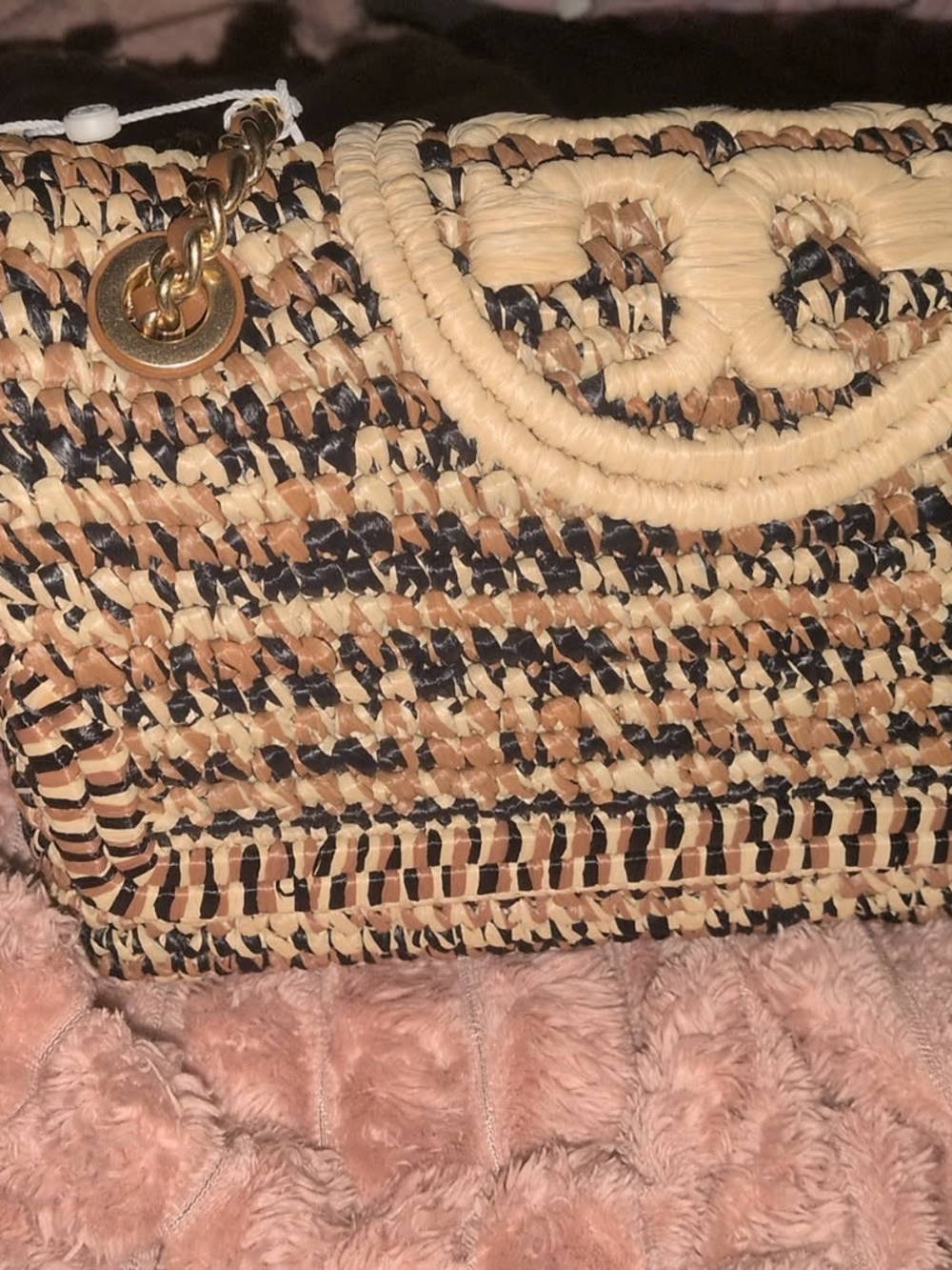Tory Burch Fleming Soft Raffia Convertible Sholder Bag
